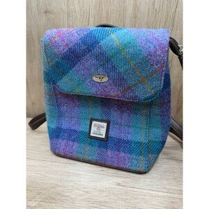 Harris Tweed Mini Backpack Green Tartan Check Wool Scotland